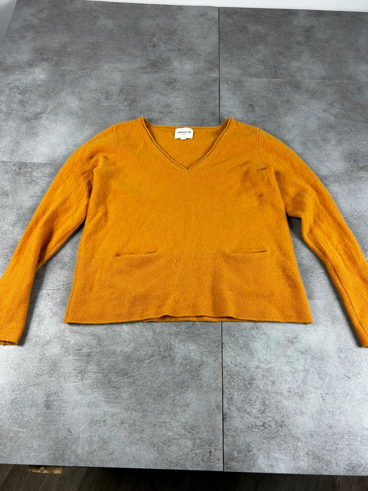 Maison 123 femmes pull 100 % cachemire orange moutarde col V doux chaud taille 36 S – Maison 123 – taille S / 36 / 8 4