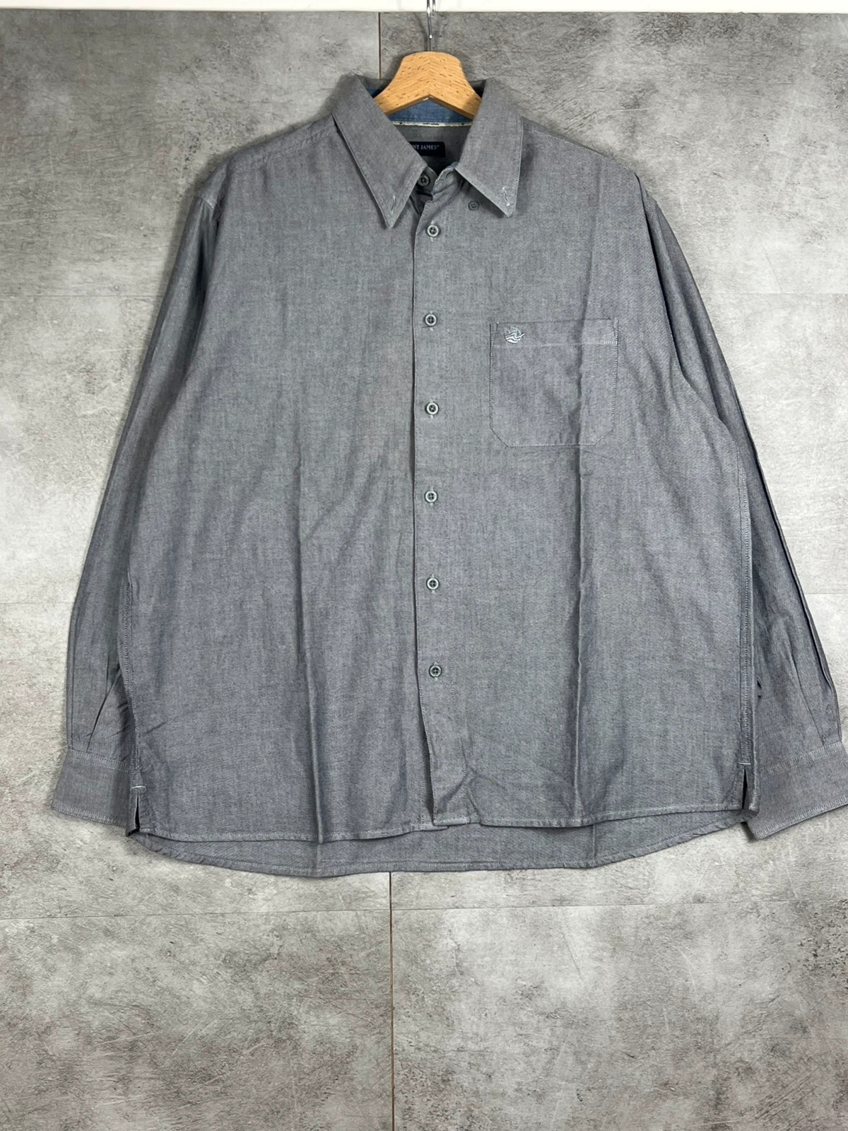 Saint James homme chemise coton gris chiné taille L Made in France casual chic