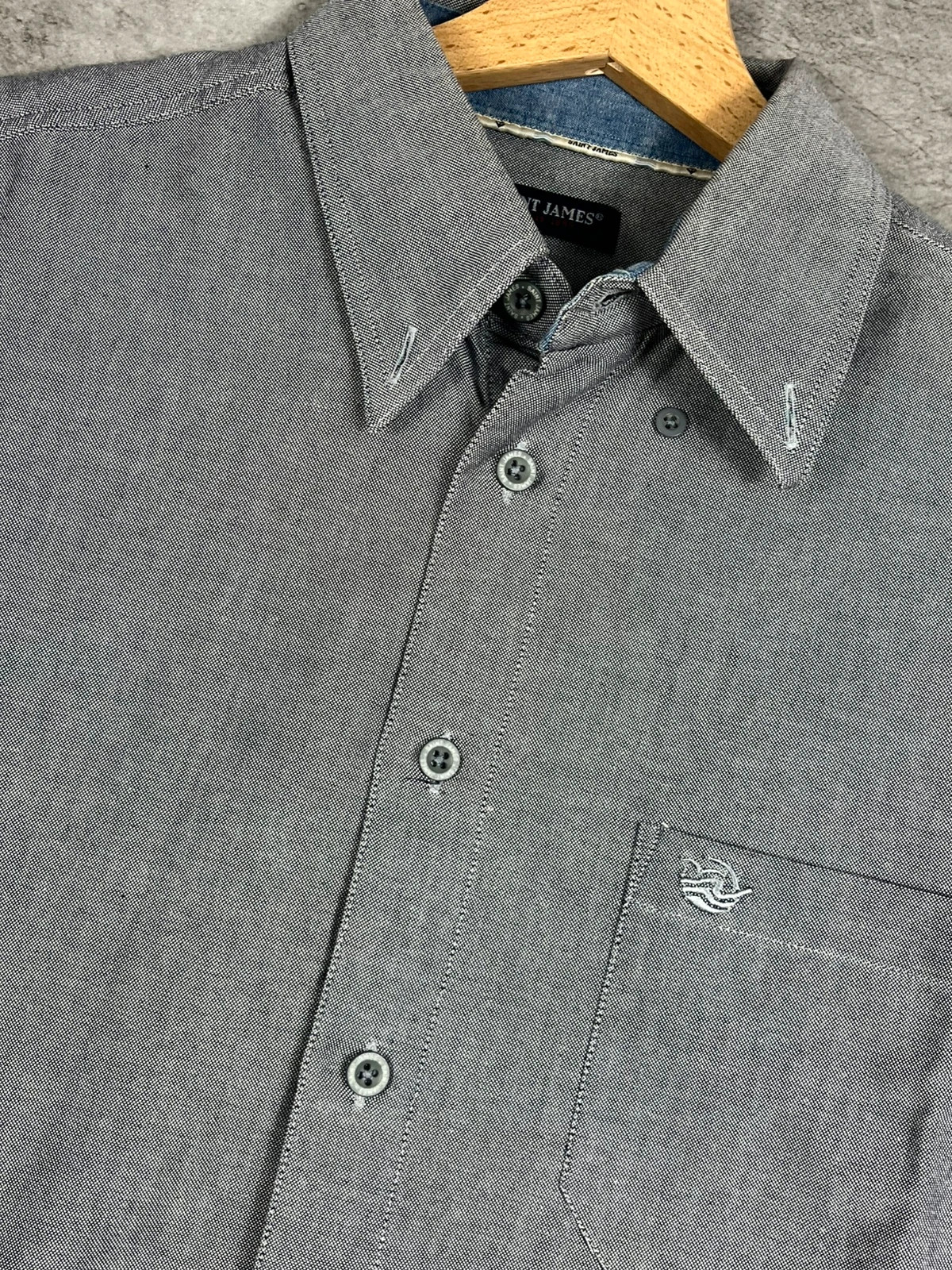 Saint James homme chemise coton gris chiné taille L Made in France casual chic – Saint James – taille L 3