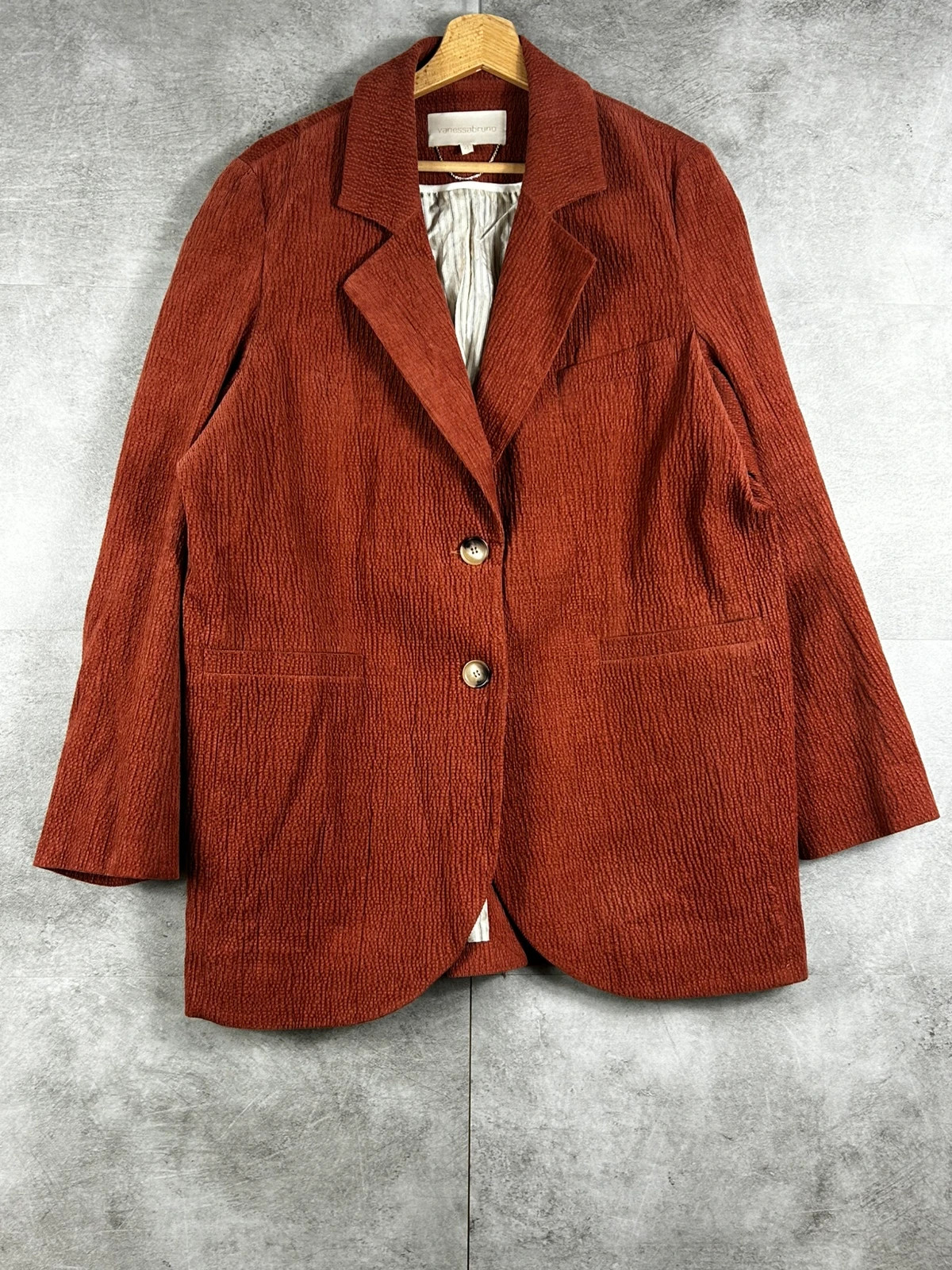 Vanessa Bruno Femme Blazer Veste Tailleur 38 Oversize Terracotta Brique Texturé Chic Casual