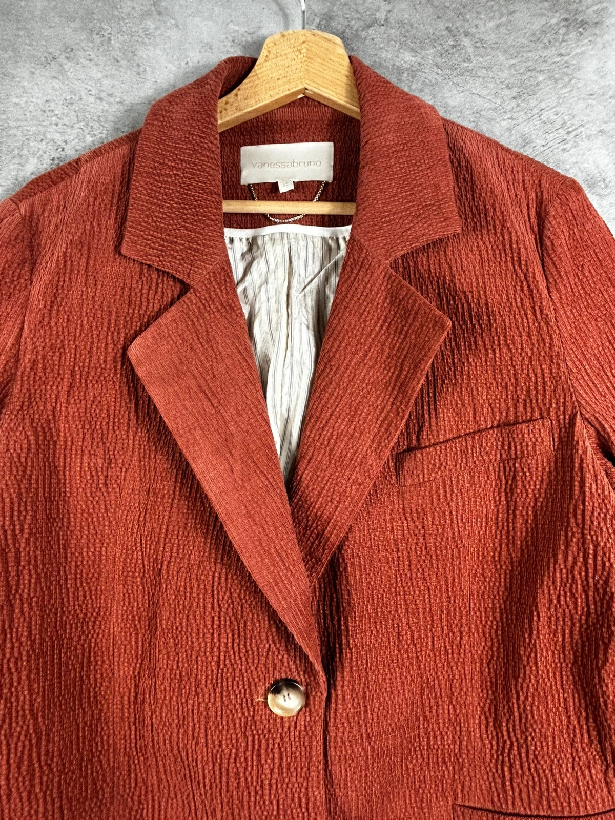 Vanessa Bruno Femme Blazer Veste Tailleur 38 Oversize Terracotta Brique Texturé Chic Casual – Vanessa Bruno – taille M / 38 / 10 3