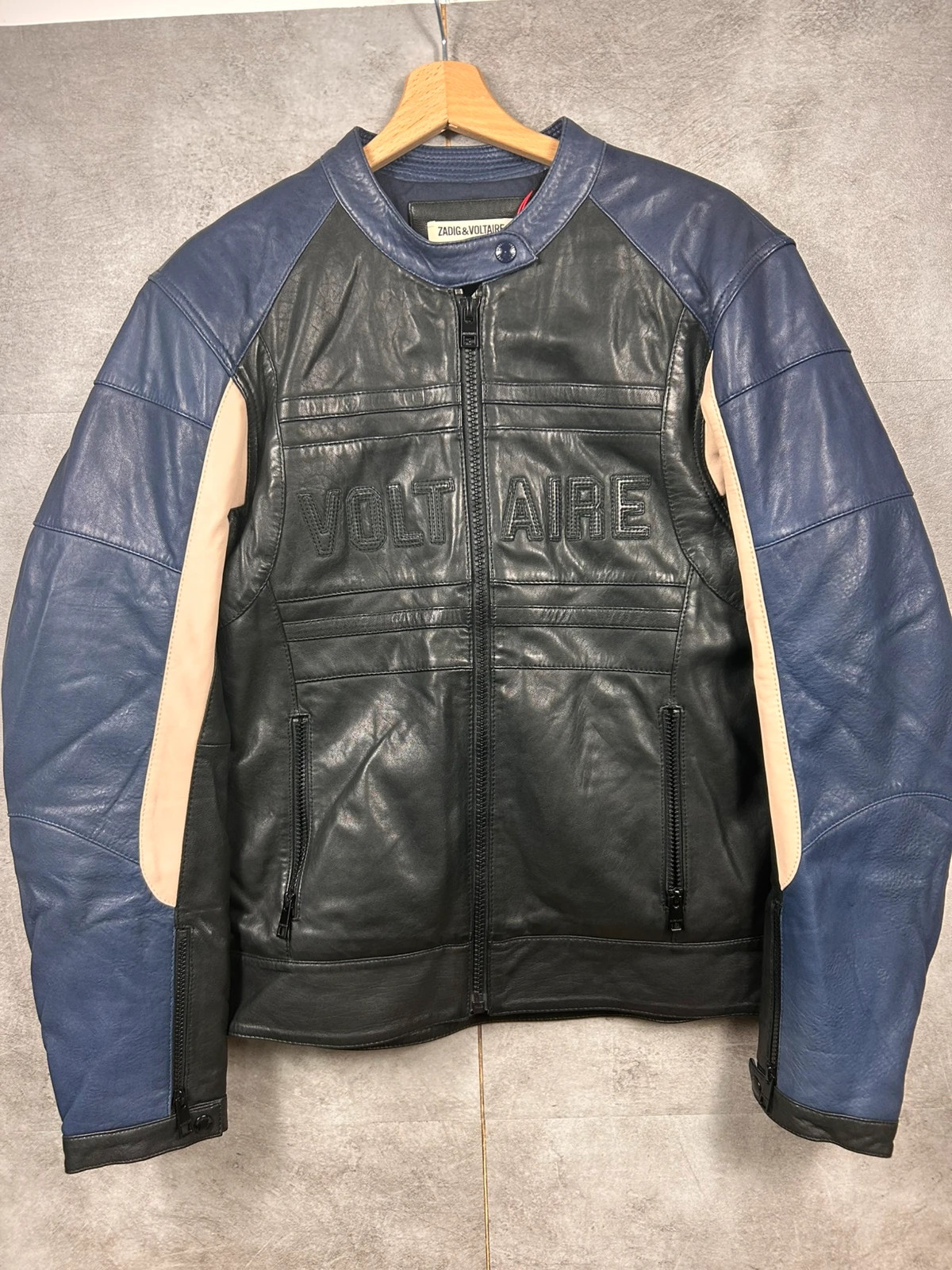 Zadig Voltaire femme veste cuir blouson biker Late M/L noir bleu défilé FW23 24