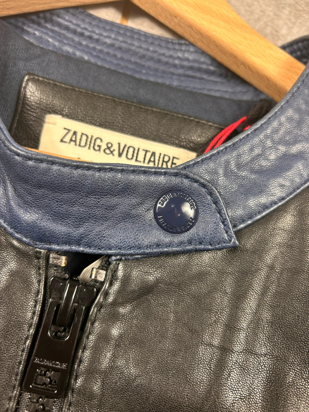 Zadig Voltaire femme veste cuir blouson biker Late M/L noir bleu défilé FW23 24 – Zadig & Voltaire – taille M / 38 / 10 3
