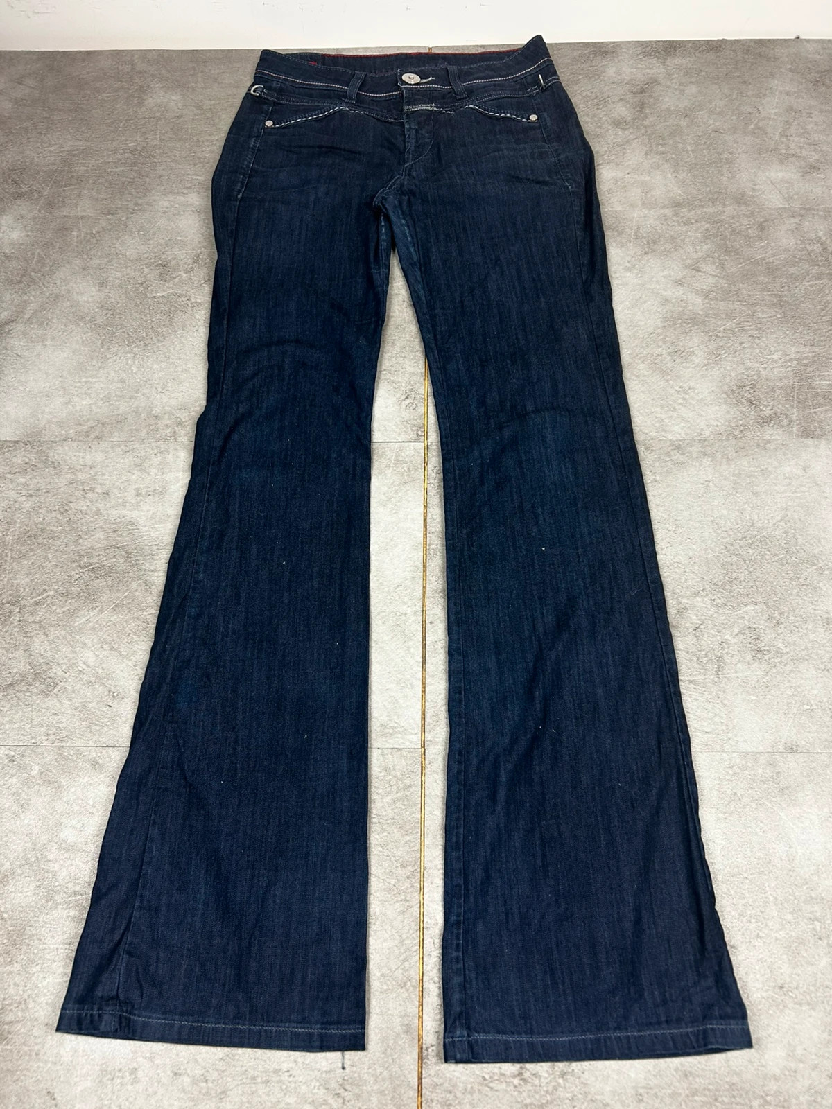 Le Jean De Marithé François Girbaud femme jean flare taille 28 denim brut italien zip poches arrière