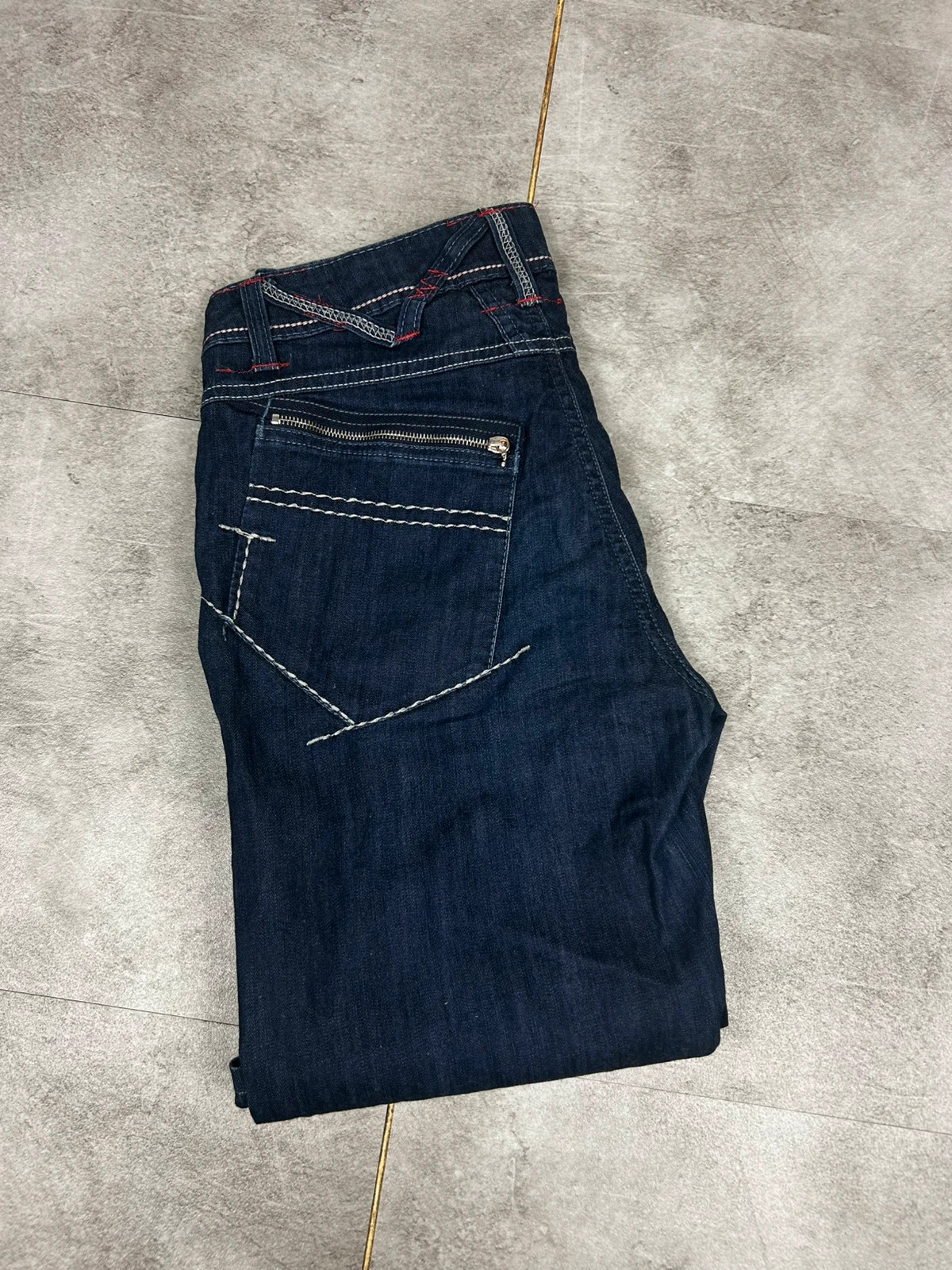 Le Jean De Marithé François Girbaud femme jean flare taille 28 denim brut italien zip poches arrière – Marithé + François Girbaud – taille M / 38 / 10 3