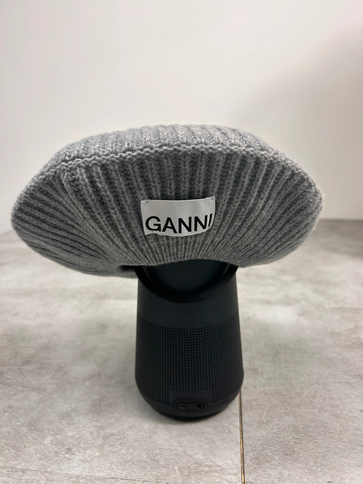 Ganni femmes béret logo one size laine gris paloma melange – Ganni – taille Taille unique 2