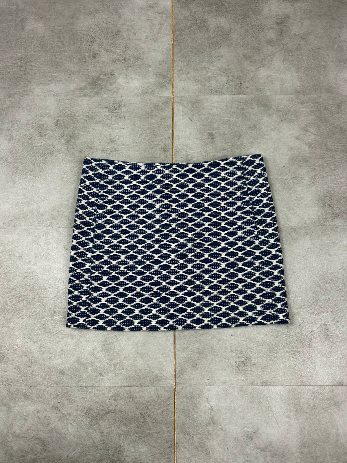Sézane femmes jupe courte jacquard taille 36 bleu écru géométrique