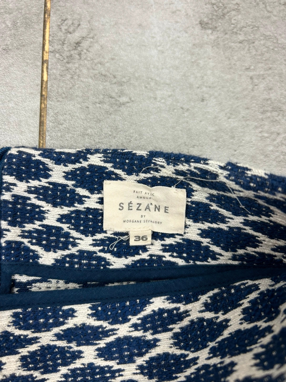 Sézane femmes jupe courte jacquard taille 36 bleu écru géométrique – Sézane – taille S / 36 / 8 3