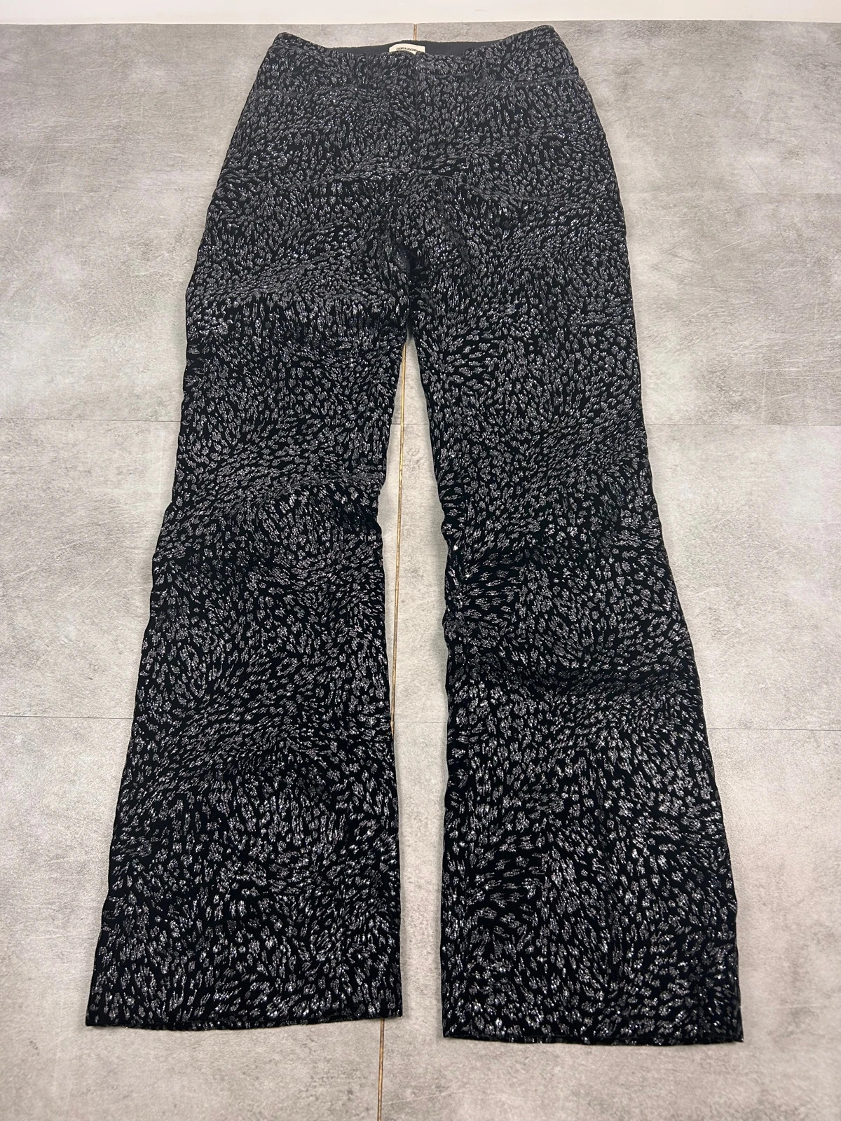 Zadig & Voltaire femmes pantalon flare jambes larges wide leg Pistol Velvet Glitter taille 36