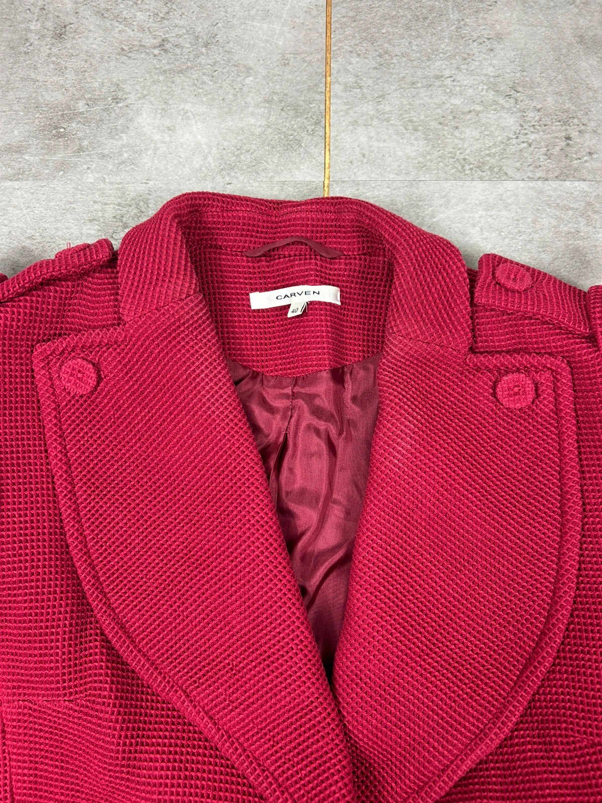 Carven femmes veste structurée taille 40 blazer texturé chic framboise – Carven – taille L / 40 / 12 3