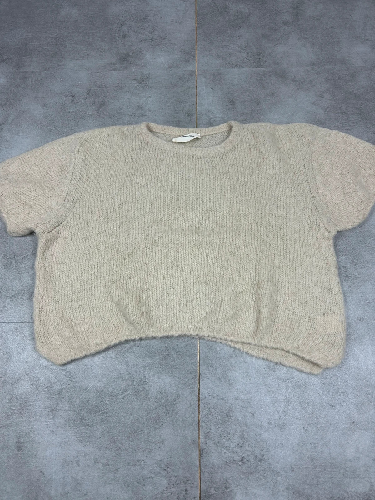 American Vintage femme pull manches courtes XS/S beige mohair alpaga doux oversize – American Vintage – taille S / 36 / 8 2