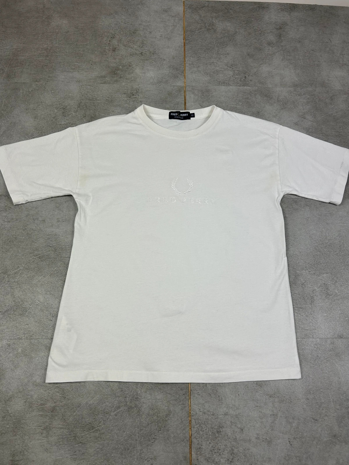 Fred Perry hommes t shirt taille 10/36/S sportswear logo brodé blanc vintage unisexe – Fred Perry – taille S 2