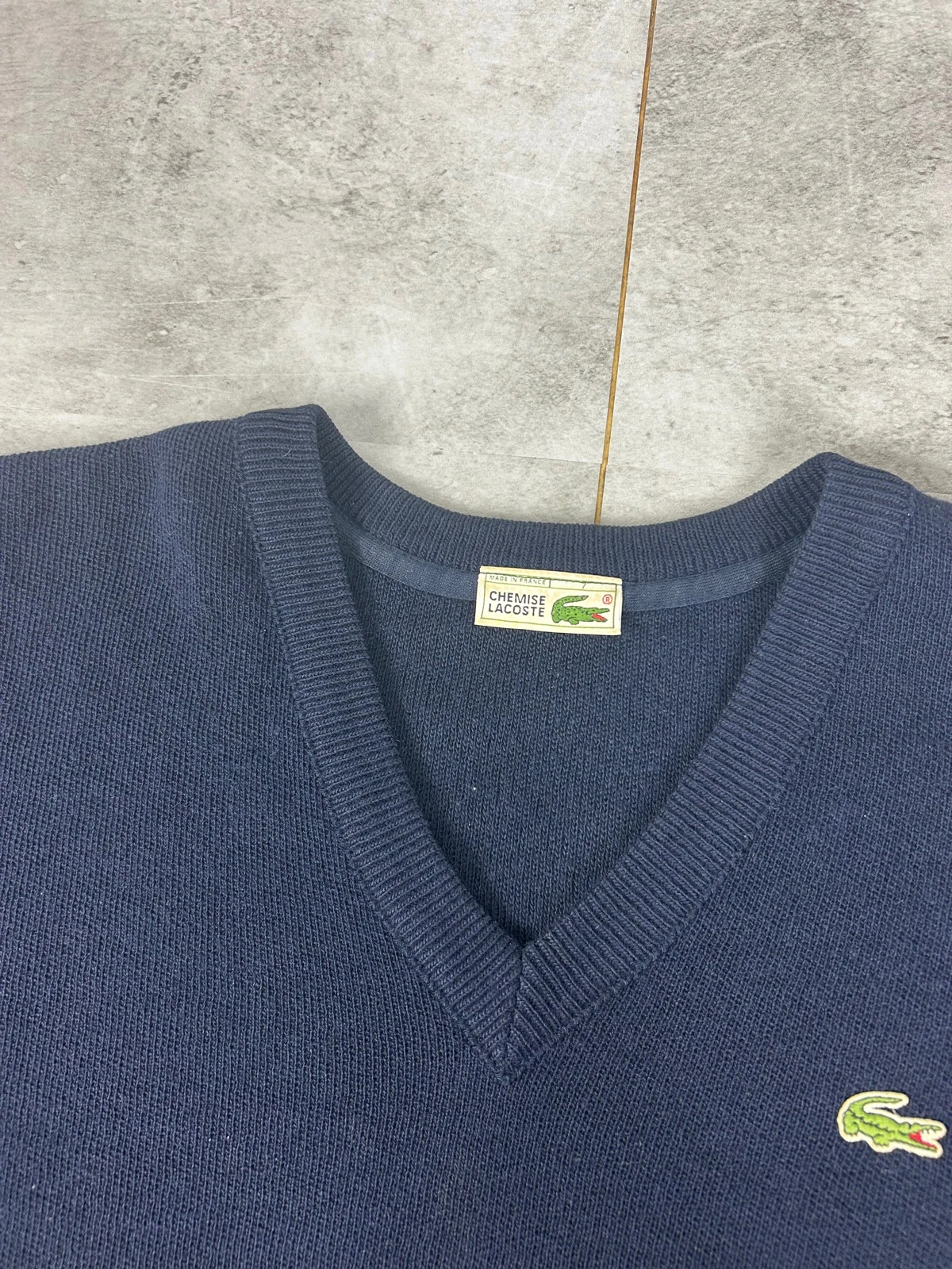 Lacoste homme pull col V laine acrylique bleu marine vintage made in France taille 7 XL – Lacoste – taille XXL 5