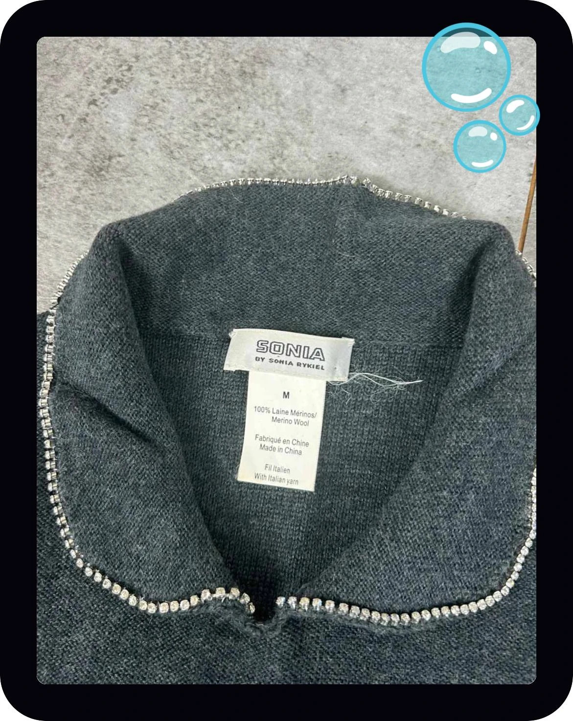Sonia Rykiel femmes robe M laine merinos grise col perle manches longues chic hiver – Sonia Rykiel – taille M / 38 / 10 4