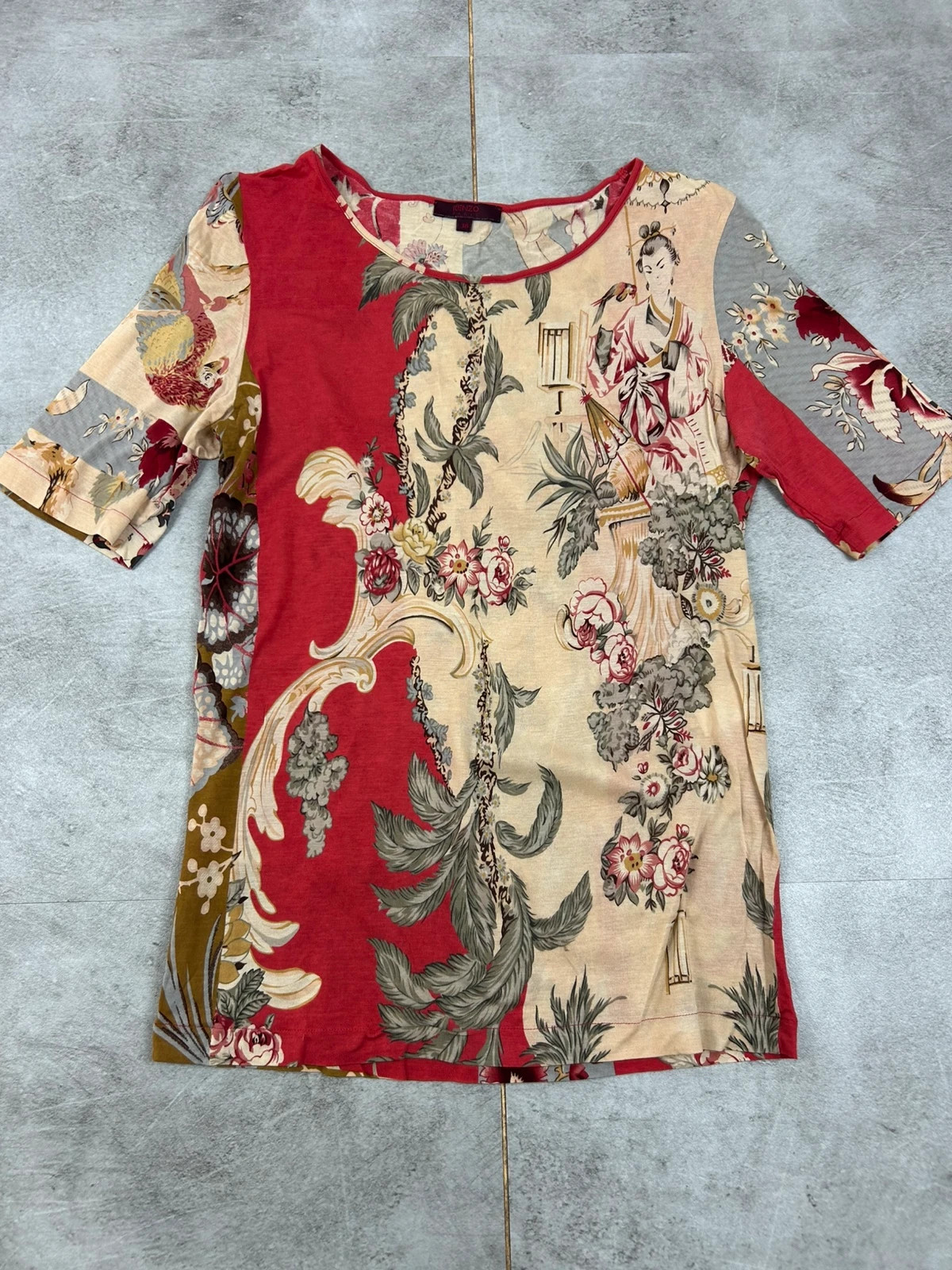 Top Kenzo Paris 38 t-shirt manches courtes imprimé japonais floral multicolore col rond – Kenzo – taille M / 38 / 10 2