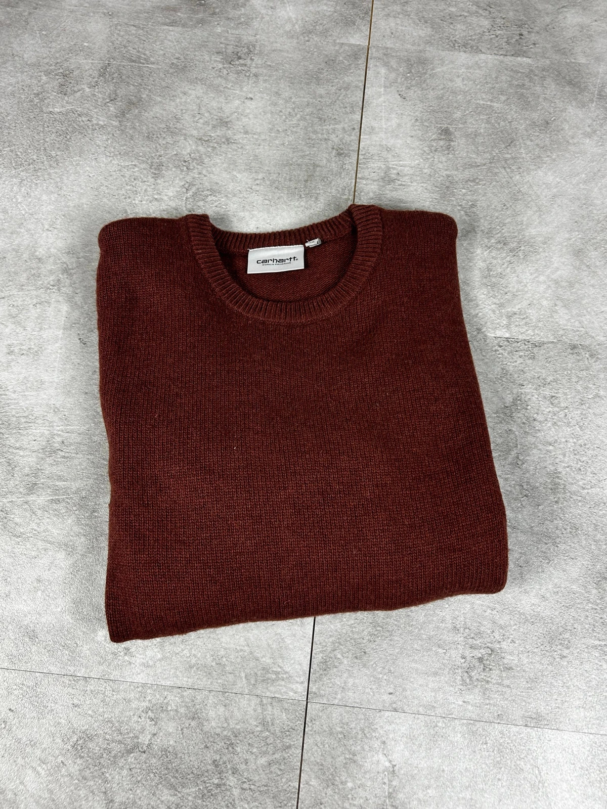 Carhartt WIP homme Allen Sweater XS oversize laine d’agneau bordeaux pull maille streetwear