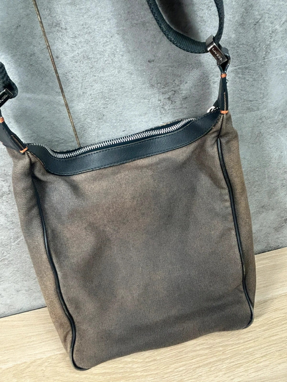 Sac bandoulière homme Lancel vintage – toile & cuir noir – Lancel 3