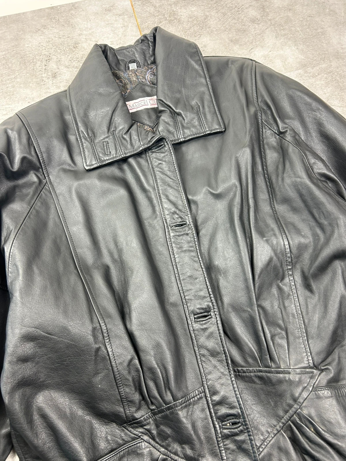 Veste en Cuir Véritable Femme Marcel Clair Vintage Élégant Coupe Cintrée Taille 40 – Marcel Clair – taille L / 40 / 12 3