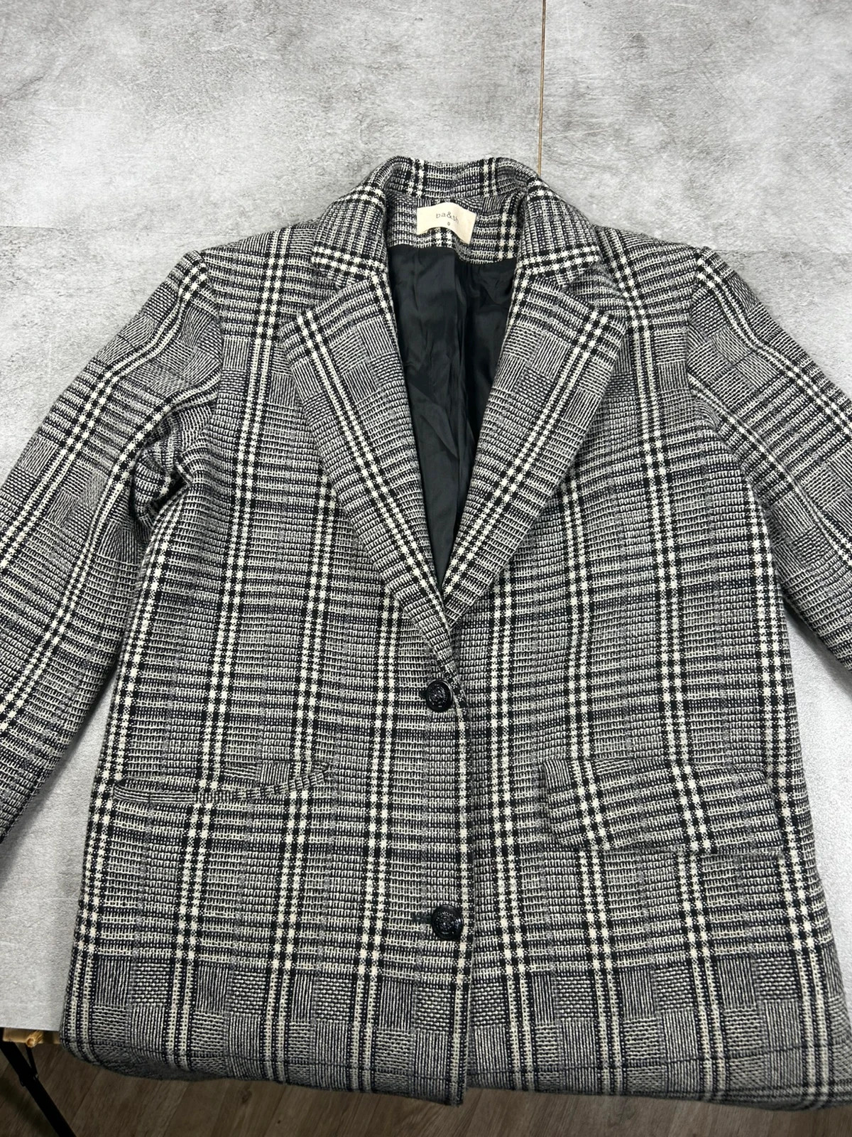 ba&sh femmes manteau long carreaux taille 0 XS S noir blanc laine style blazer oversize chic – Ba&sh – taille XS / 34 / 6 3