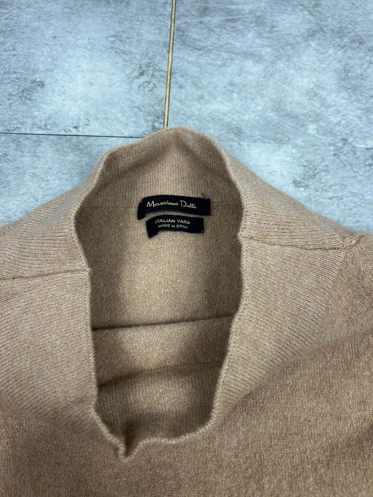 Massimo Dutti femmes robe maille laine taille S beige camel midi minimaliste chic – Massimo Dutti – taille S / 36 / 8 5