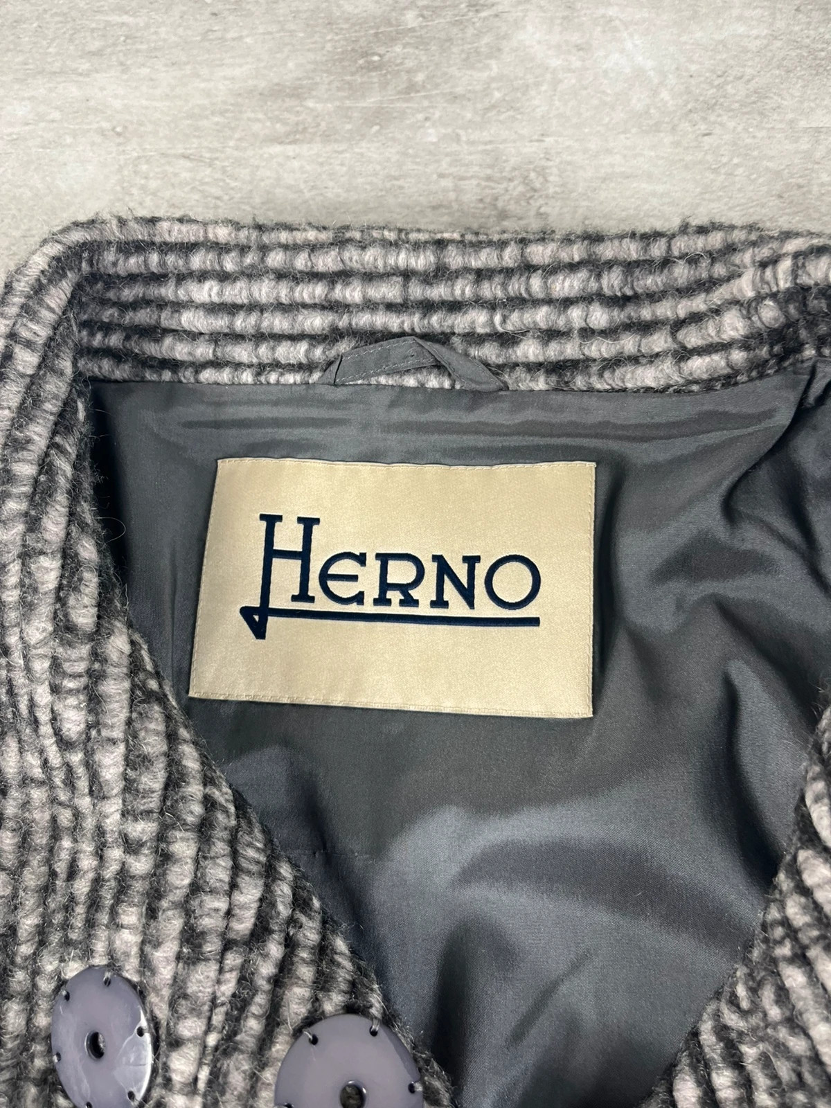 Herno femmes manteau laine texturé taille M oversize gris chiné luxe italien – Herno – taille M / 38 / 10 5