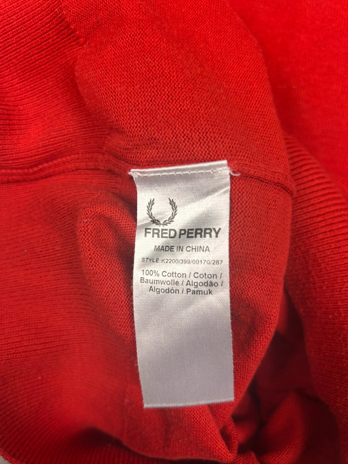 Fred Perry homme pull col V XS knit sweater coton logo laurier rouge – Fred Perry – taille XS 5