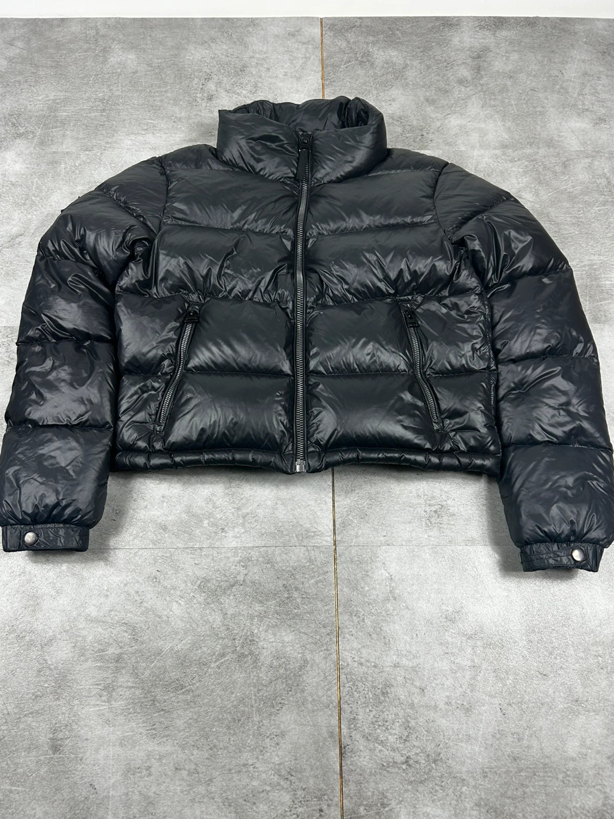 Superdry femmes doudoune courte duvet taille S noir glossy hiver streetwear