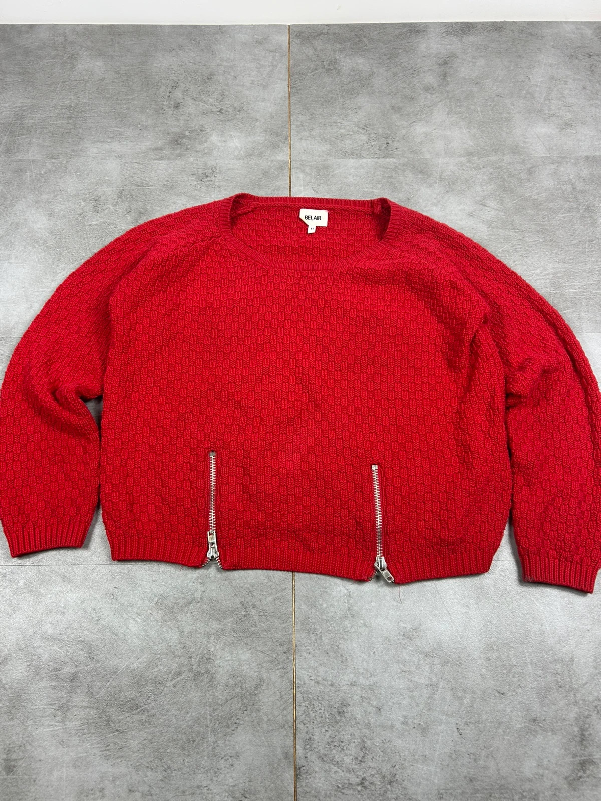 Belair femmes pull en maille modèle Pansy T1/S 100% coton maille texturée zips look moderne