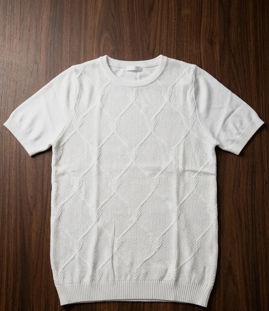 Men's Textured Diamond-Knit Short Sleeve Sweater T-Shirt – & Other Stories – taille M 3
