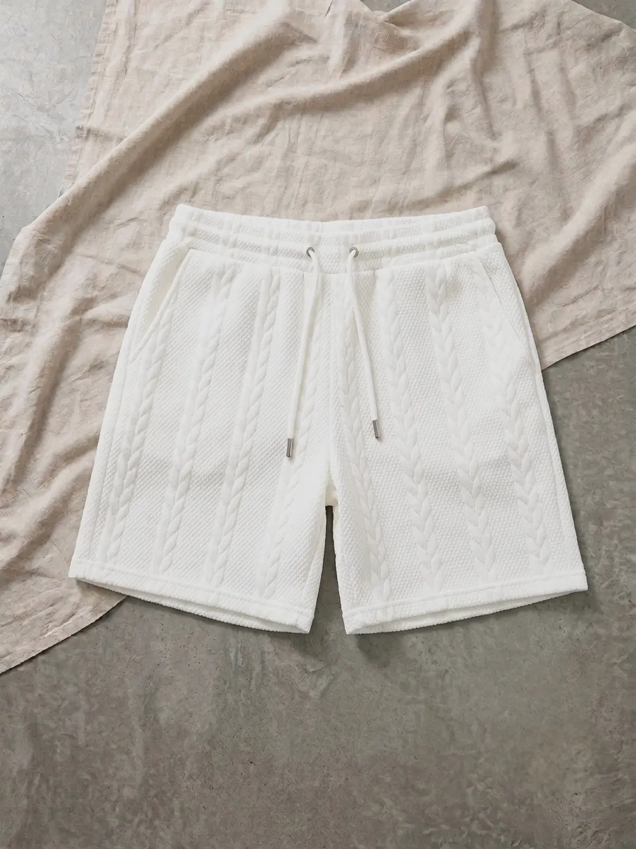 Men's 2-Piece Cable-Knit Textured T-Shirt and Shorts Lounge Set – White – & Other Stories – taille M 3