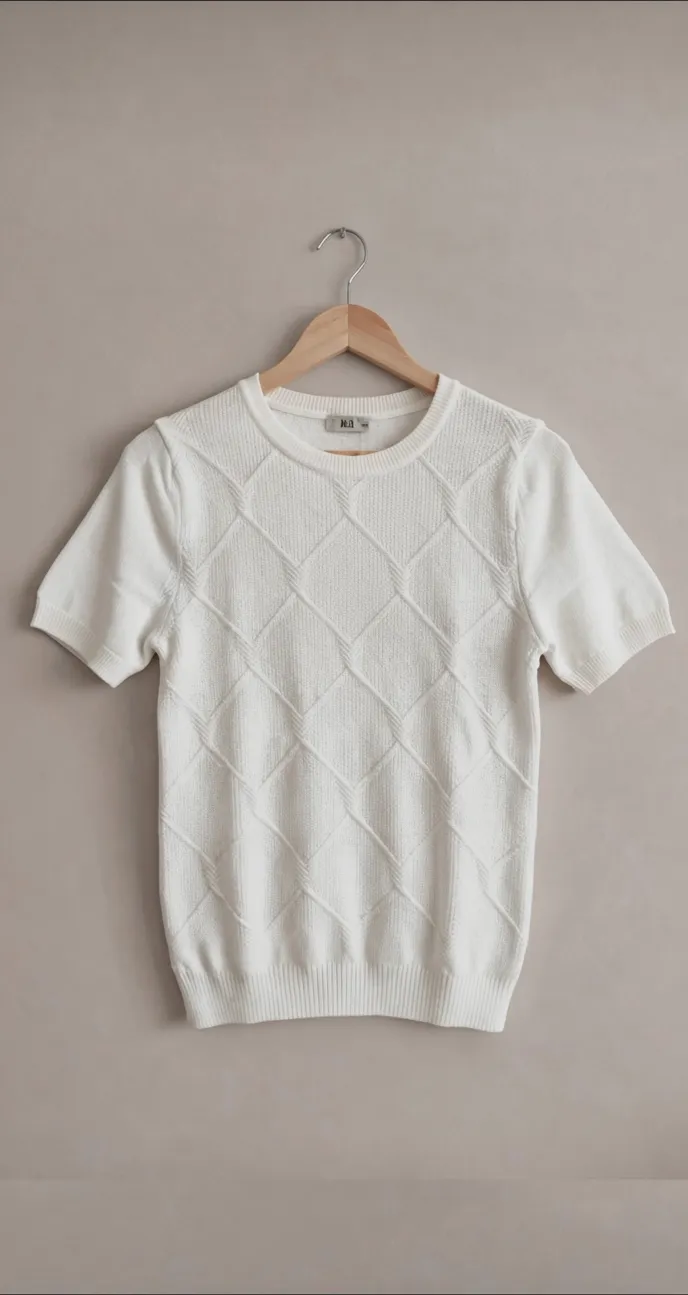 Men's Textured Diamond-Knit Short Sleeve Sweater T-Shirt – & Other Stories – taille M 2