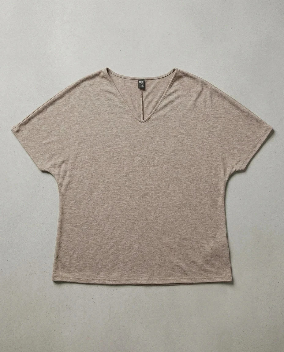 Shein T-shirt oversize col V gris chiné m lot225