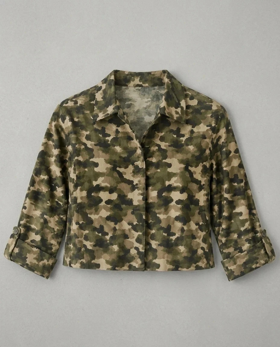 Zara Ensemble veste jupe kaki camouflage XS lot173