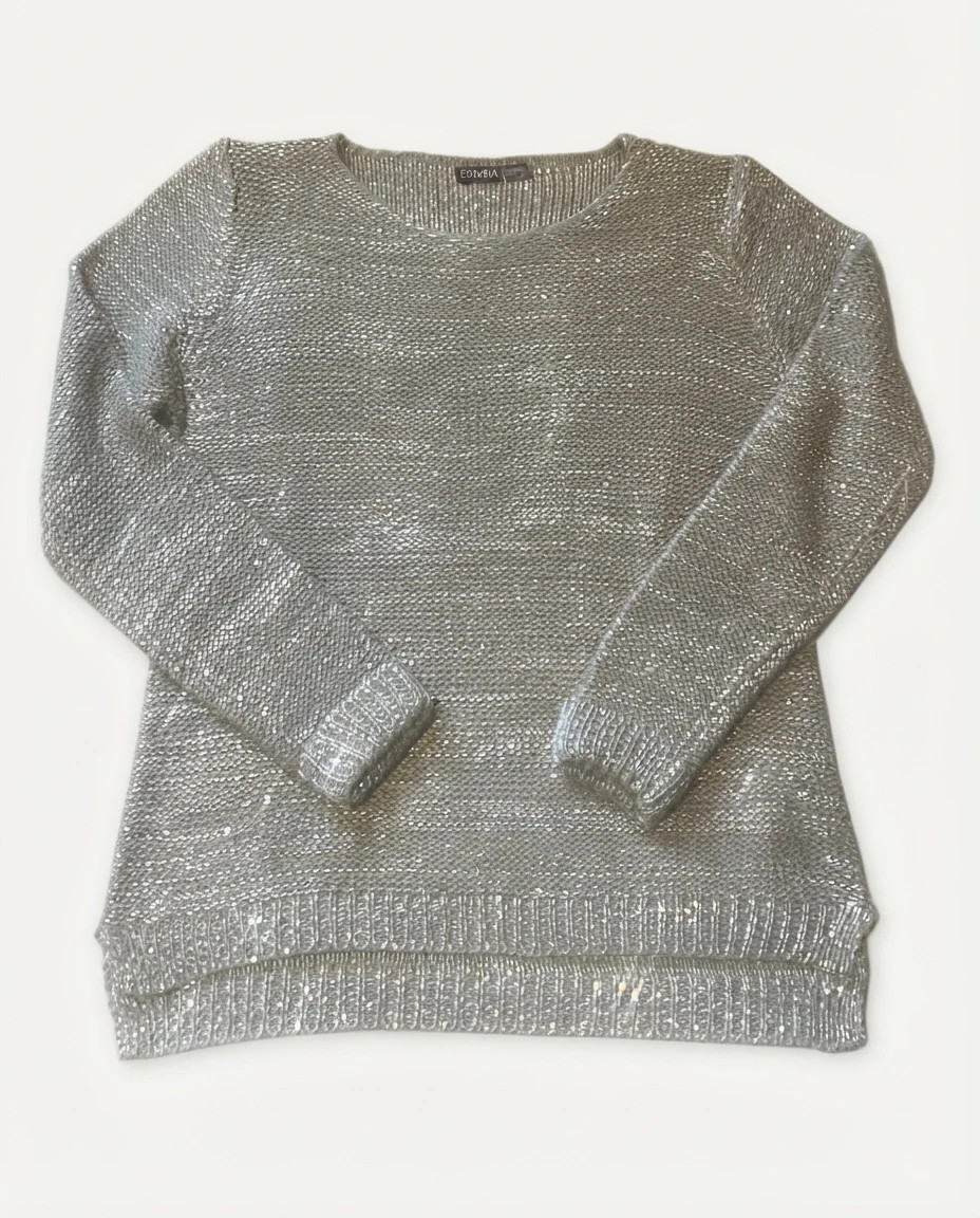 Pull Esmara gris argenté pailleté sequins taille 40 lot 51