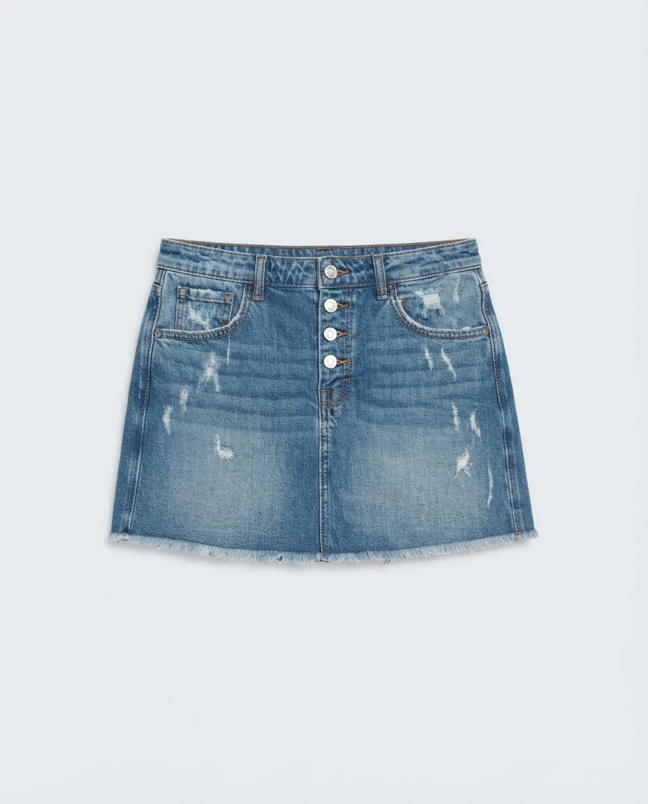 Short jupe Pimkie bleu délavé effiloché T38 lot26