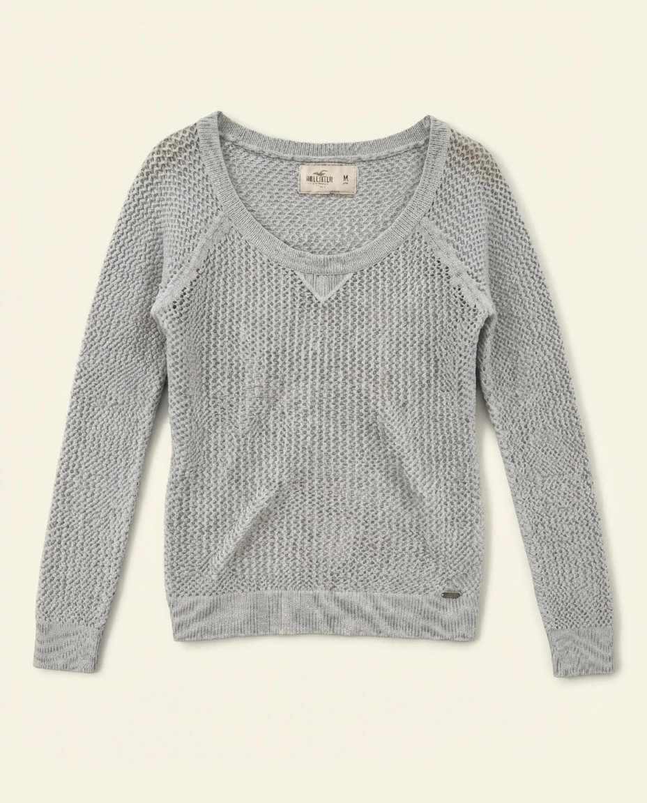 Pull ajouré Hollister gris chiné taille M
