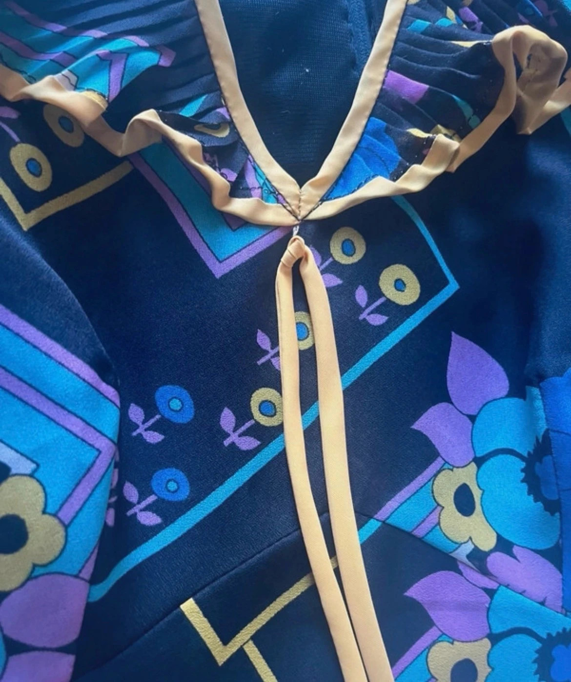 Robe longue vintage imprimé floral et géométrique S lot98 – Inconnu – taille S / 36 / 8 2