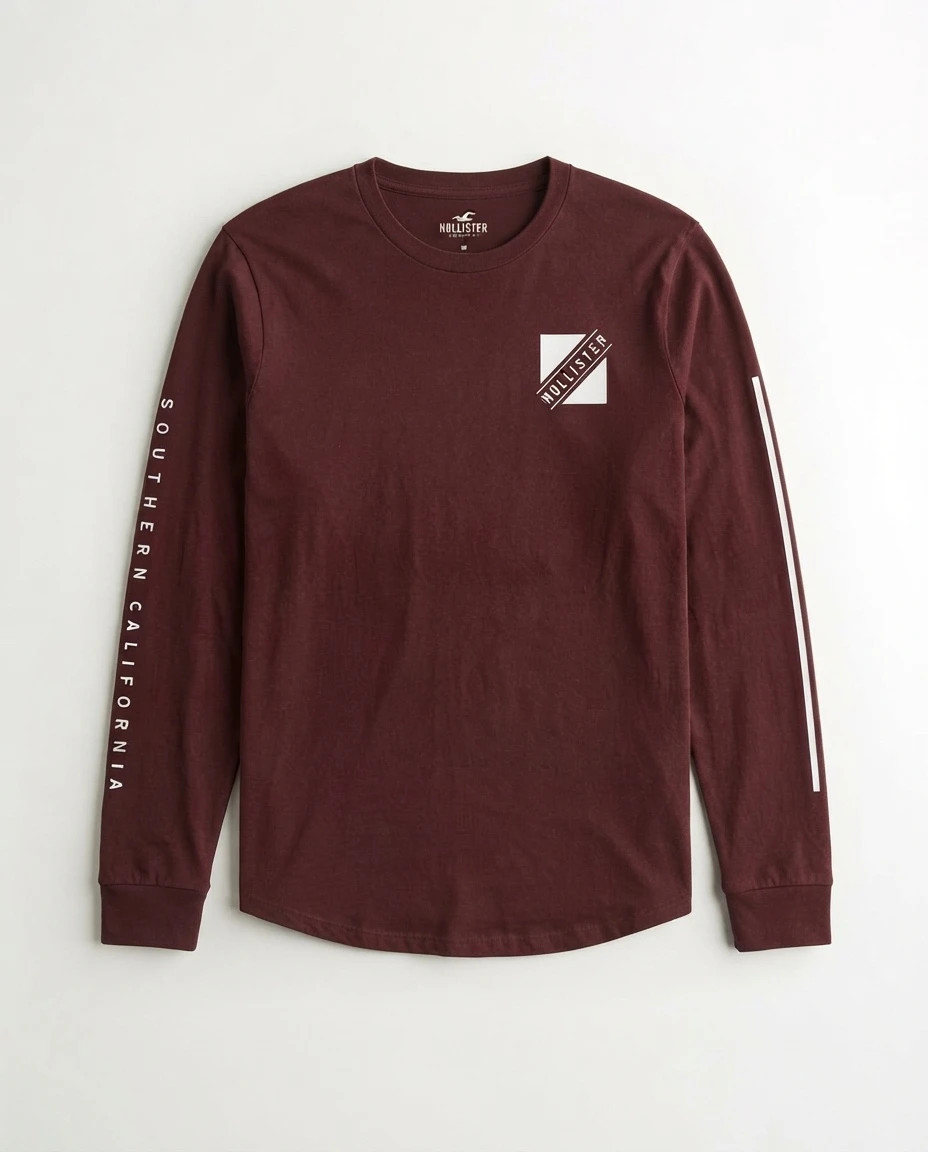 T-shirt manches longues Hollister bordeaux S lot81