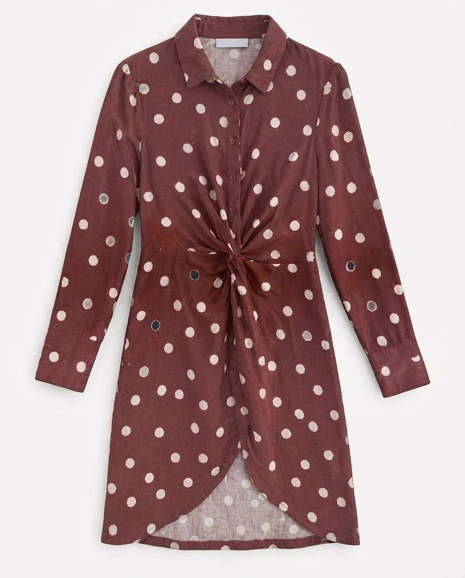 Robe chemise Pimkie pois marron foncé taille 38 lot58