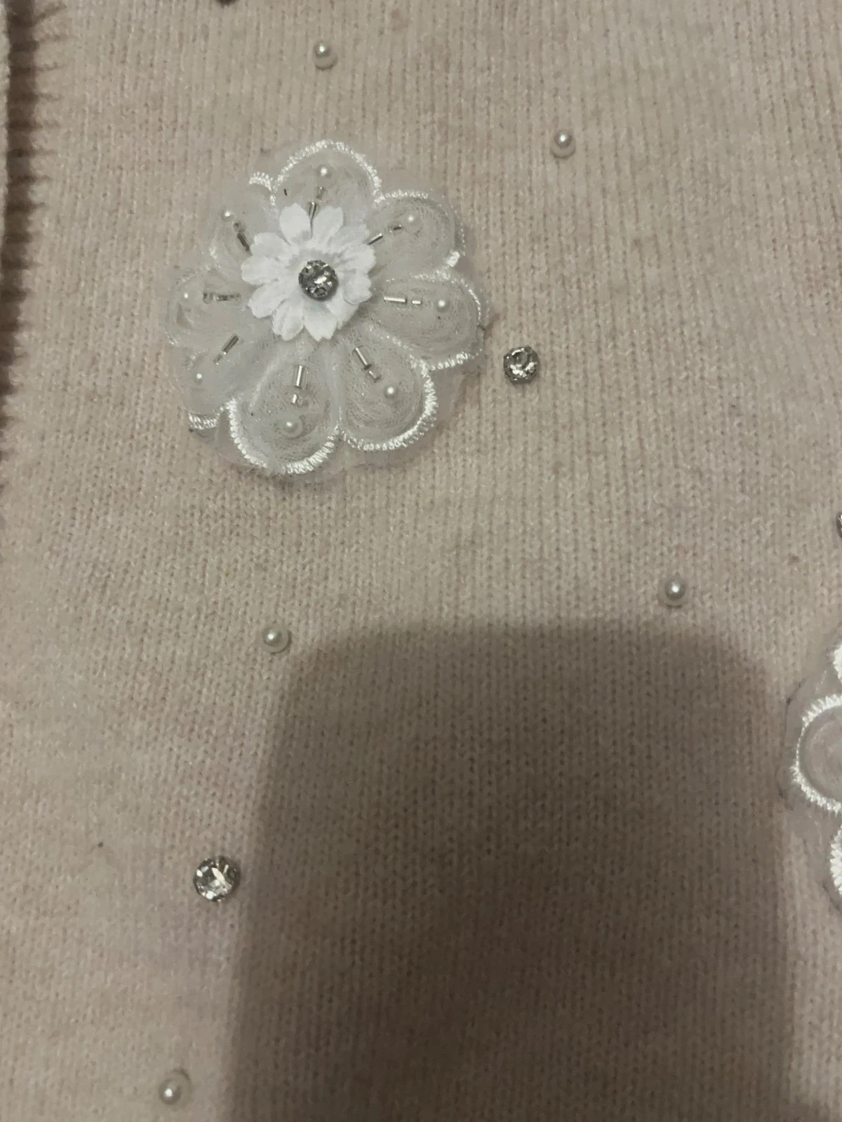 Gilet sans manches beige perles et fleurs XS lot476 – Shein – taille XS / 34 / 6 3
