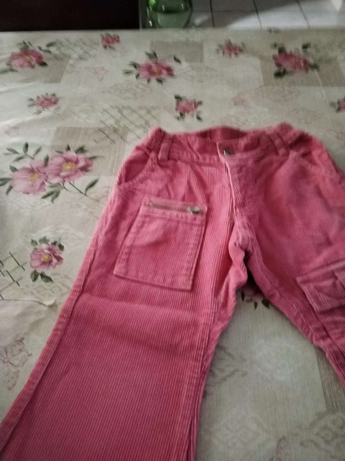 Joli pantalon fille rose vintage en velours côtelé large sur le bas, 22 mois /92 – Rilumar – taille 24 mois 6