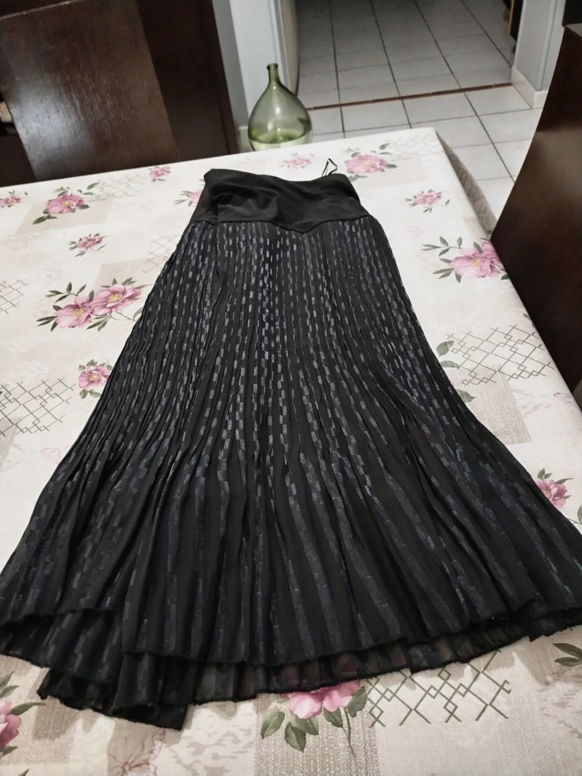 Jolie jupe fluide doublée plissée, large bande à la taille, taille L – Autre – taille L 8
