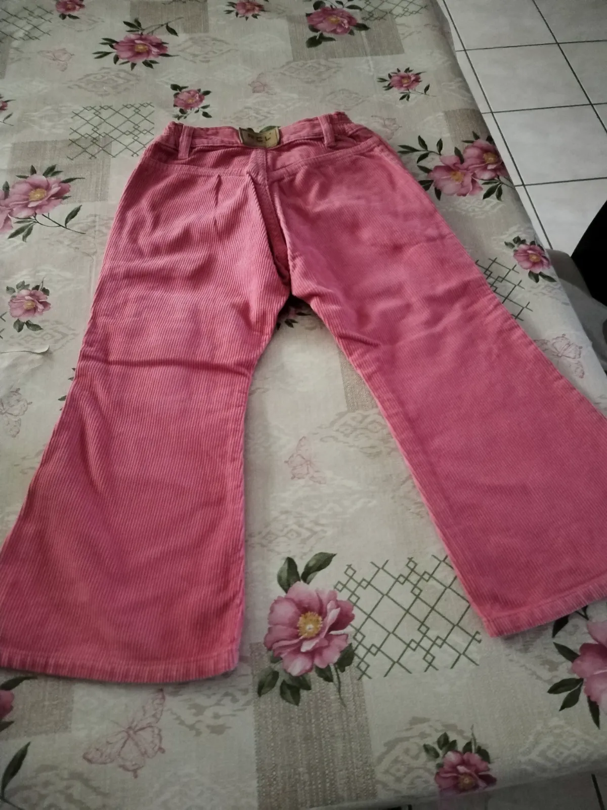 Joli pantalon fille rose vintage en velours côtelé large sur le bas, 22 mois /92 – Rilumar – taille 24 mois 8