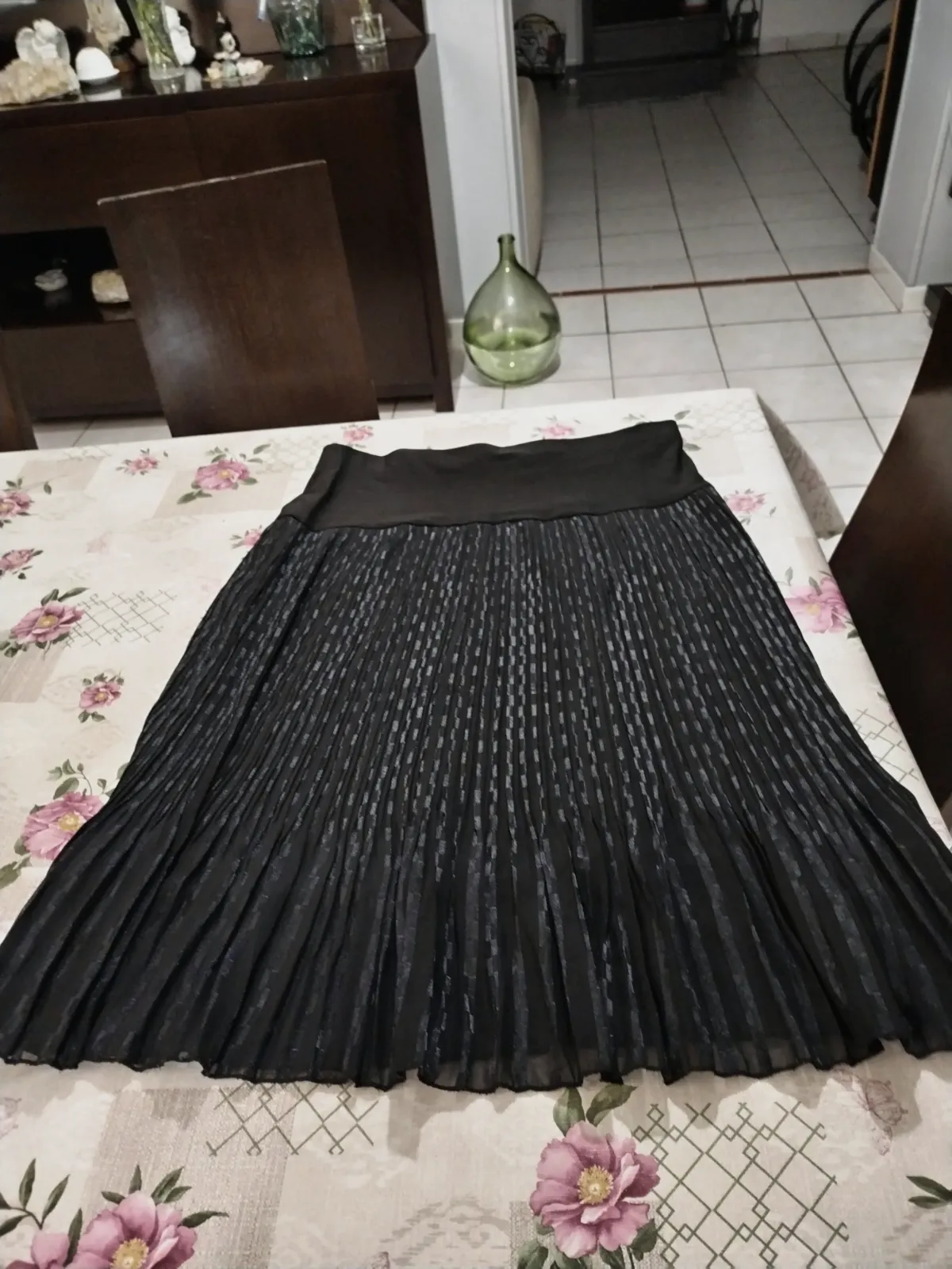 Jolie jupe fluide doublée plissée, large bande à la taille, taille L – Autre – taille L 2