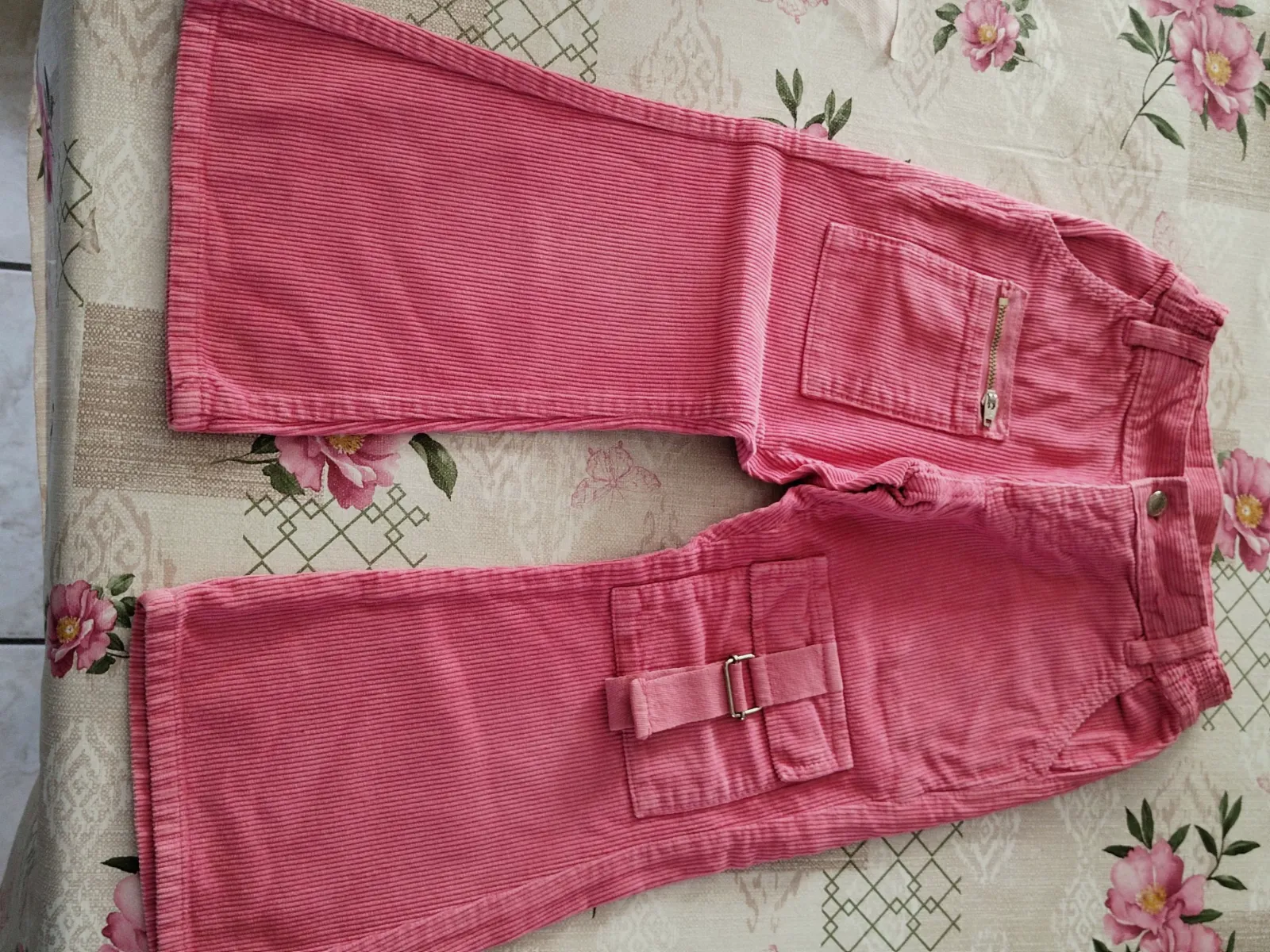 Joli pantalon fille rose vintage en velours côtelé large sur le bas, 22 mois /92 – Rilumar – taille 24 mois 4