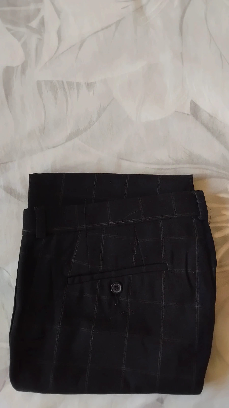 Pantalón largo estampado cuadros H&M hombre talla 42 skinny fit