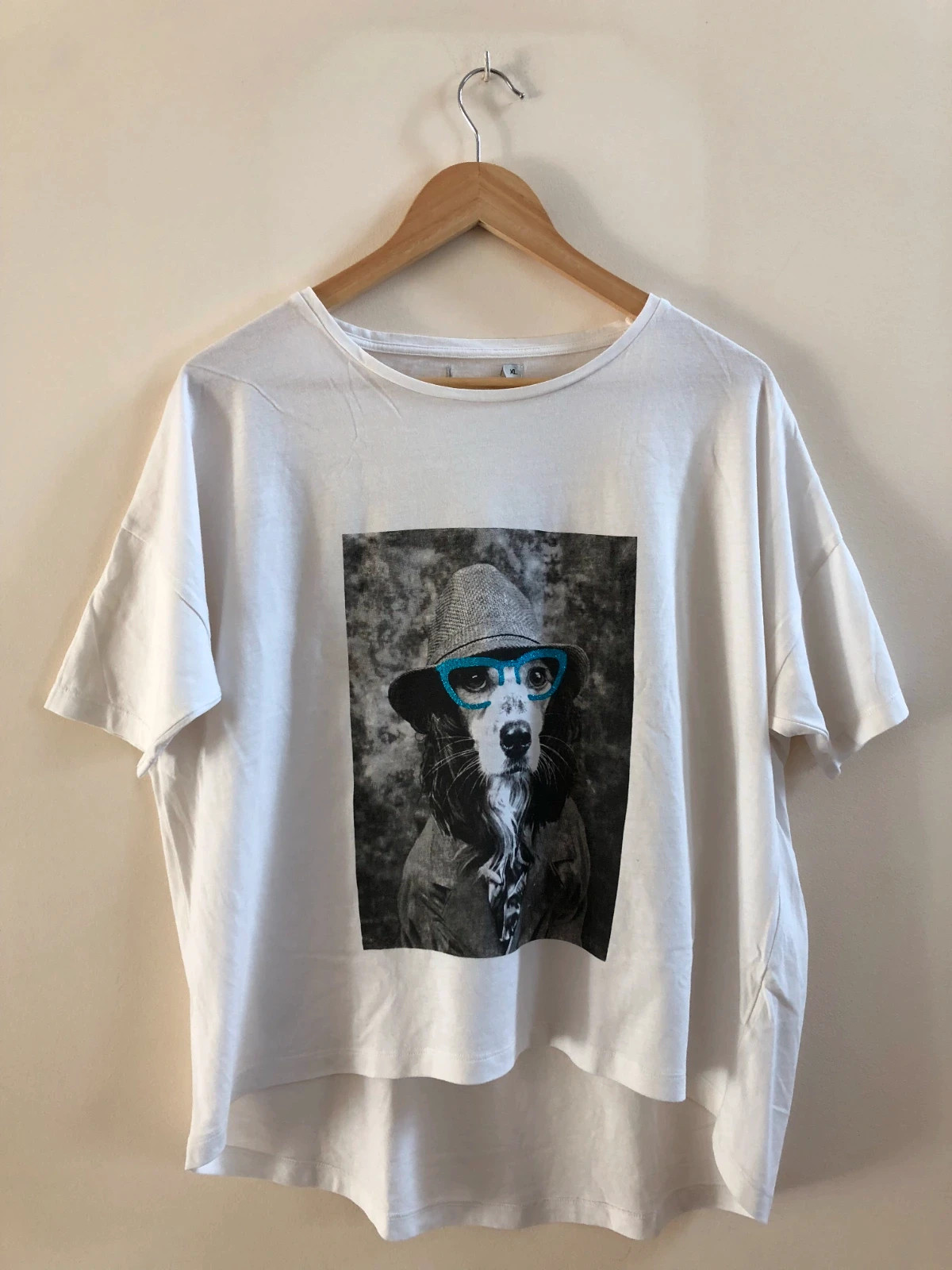 Camiseta corta estampado perro mujer talla XL
