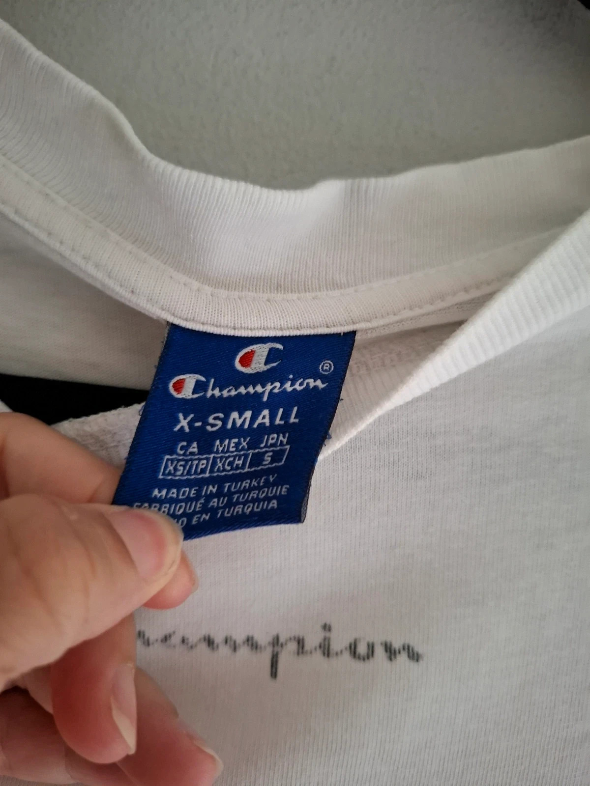Camiseta Blanca Champion Original con Bandas - Talla XS – Champion – taille XS 3