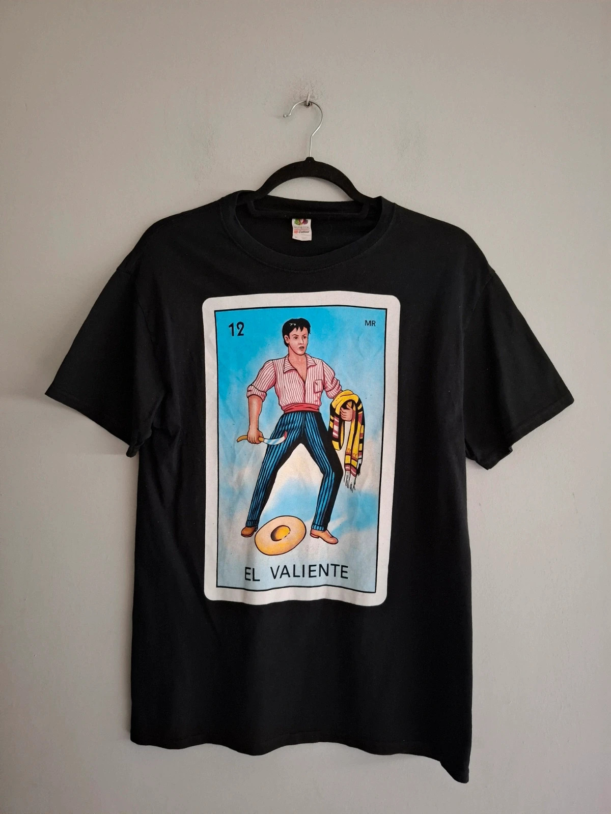 Camiseta Lotería Mexicana "El Valiente" 🃏 Negra Talla M