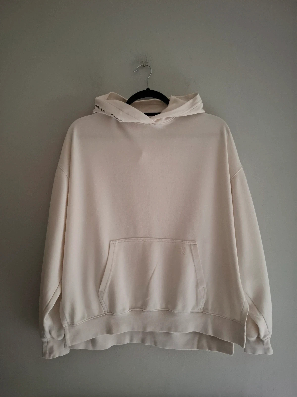 Sudadera con Capucha Calvin Klein Jeans Blanca - Talla S (Oversize)